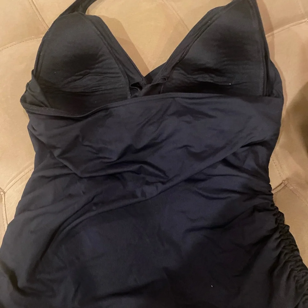 Lands End-Halter Tankini-Black-Size 14-Side cinch - Picture 2 of 3